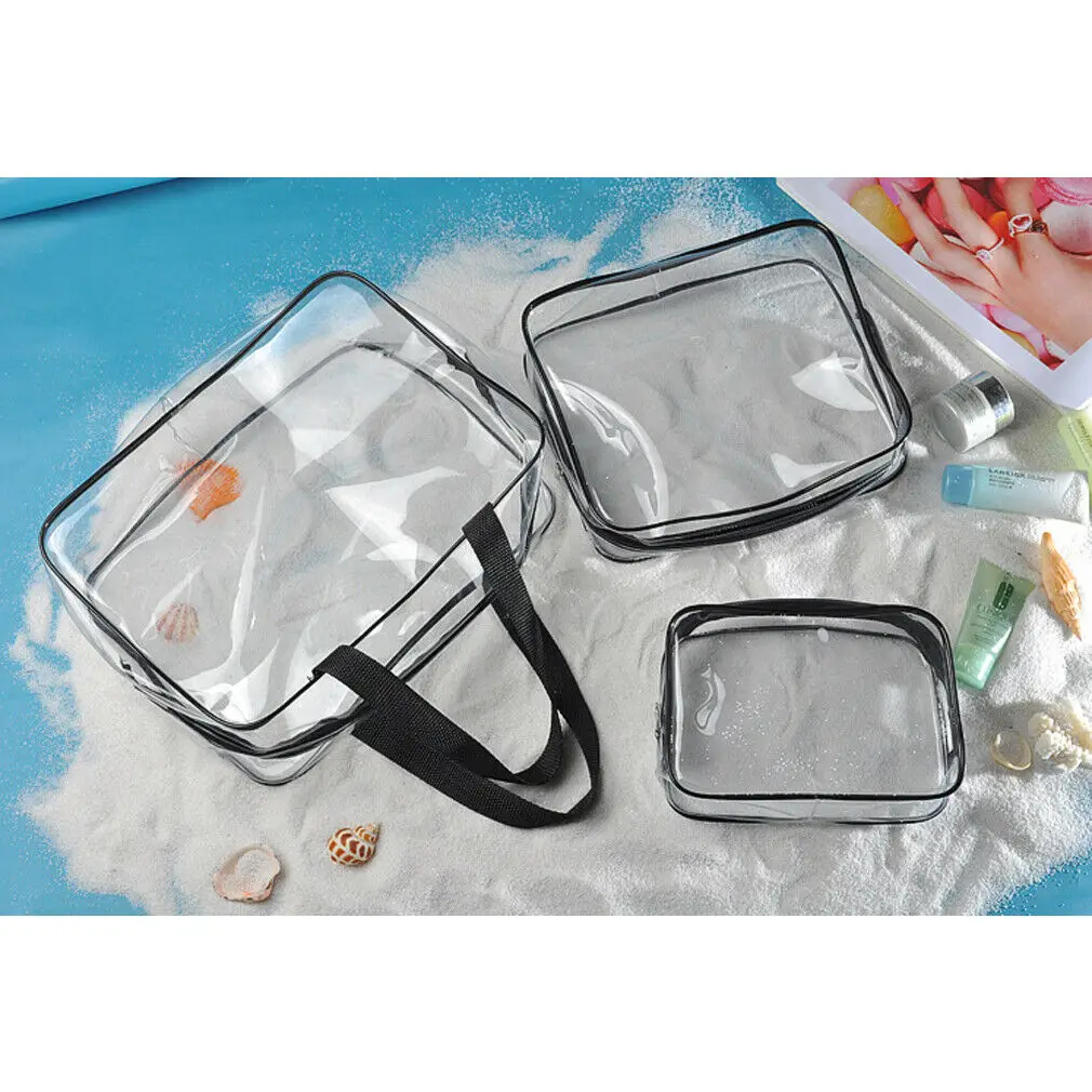 2022 New Clear Cosmetic Storage Bag Transparent PVC Plastic Travel Cosmetic Bag Zipper Makeup Toiletry Waterproof Organizer Bag