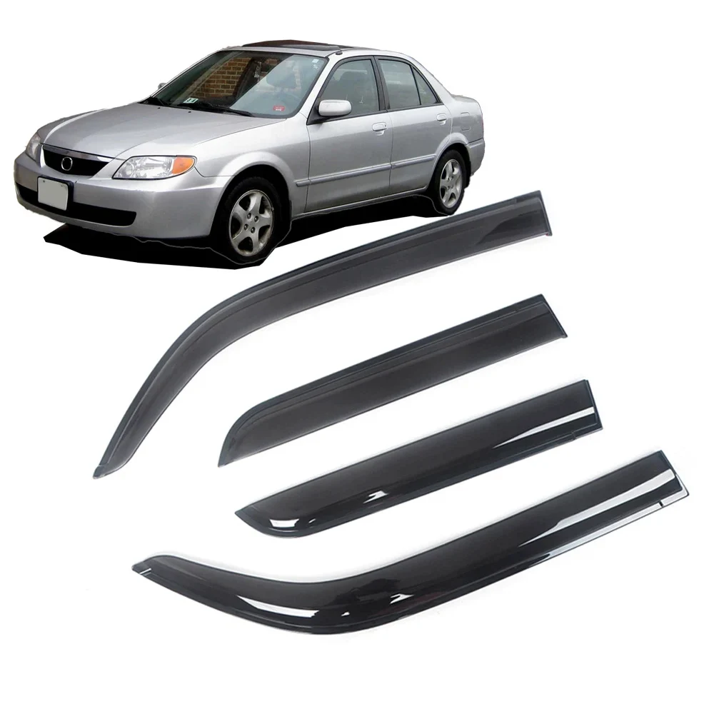 

For Mazda 323 Protege 1990-2003 Side Window Wind Deflectors Visors Black Rain Guard Door Visor Vent Shades Dark Smoke Ventvisor