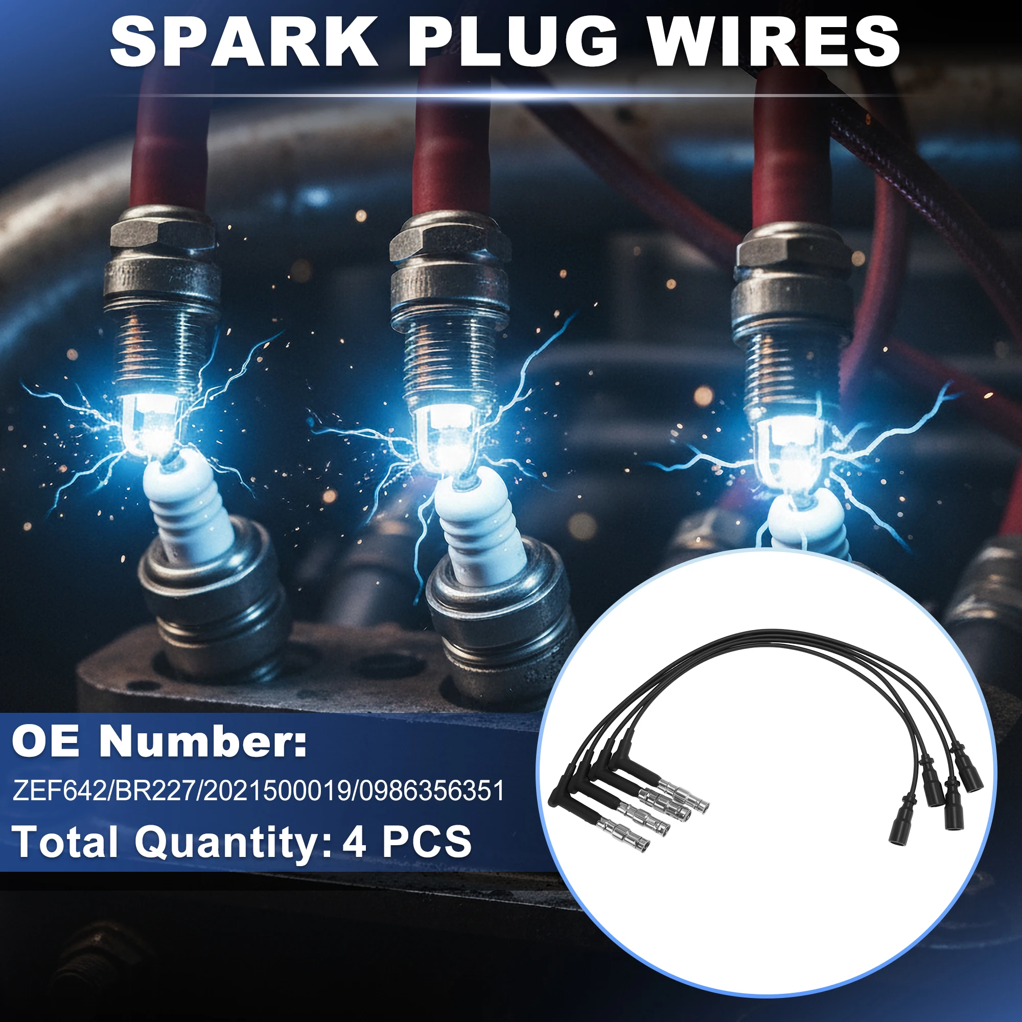 UXCELL 4 pcs Spark Plug Wire for MERCEDES-BENZ 124 T-Model (S124) 200 Replaces ZEF642