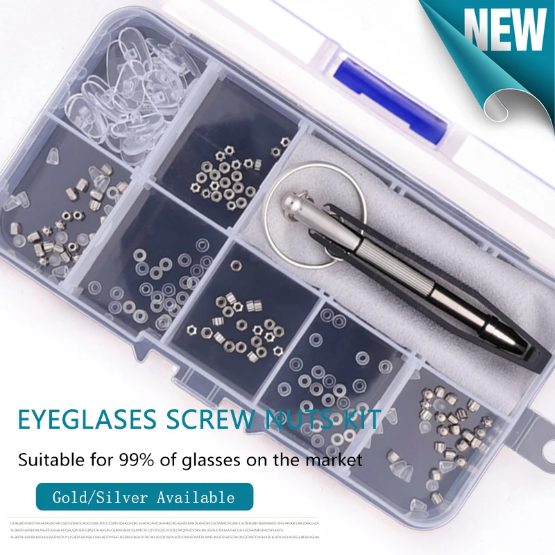 Glasses Sunglasses Eye Glass Repair Kit Screws Nuts Pads  Screwdrivers Tweezer for Sunglasses, Watch, Jewelry Fixing