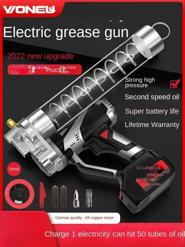 

High-pressure Automatic Electric Grease Gun for 24V Excavator with Rechargeable Lithium Battery