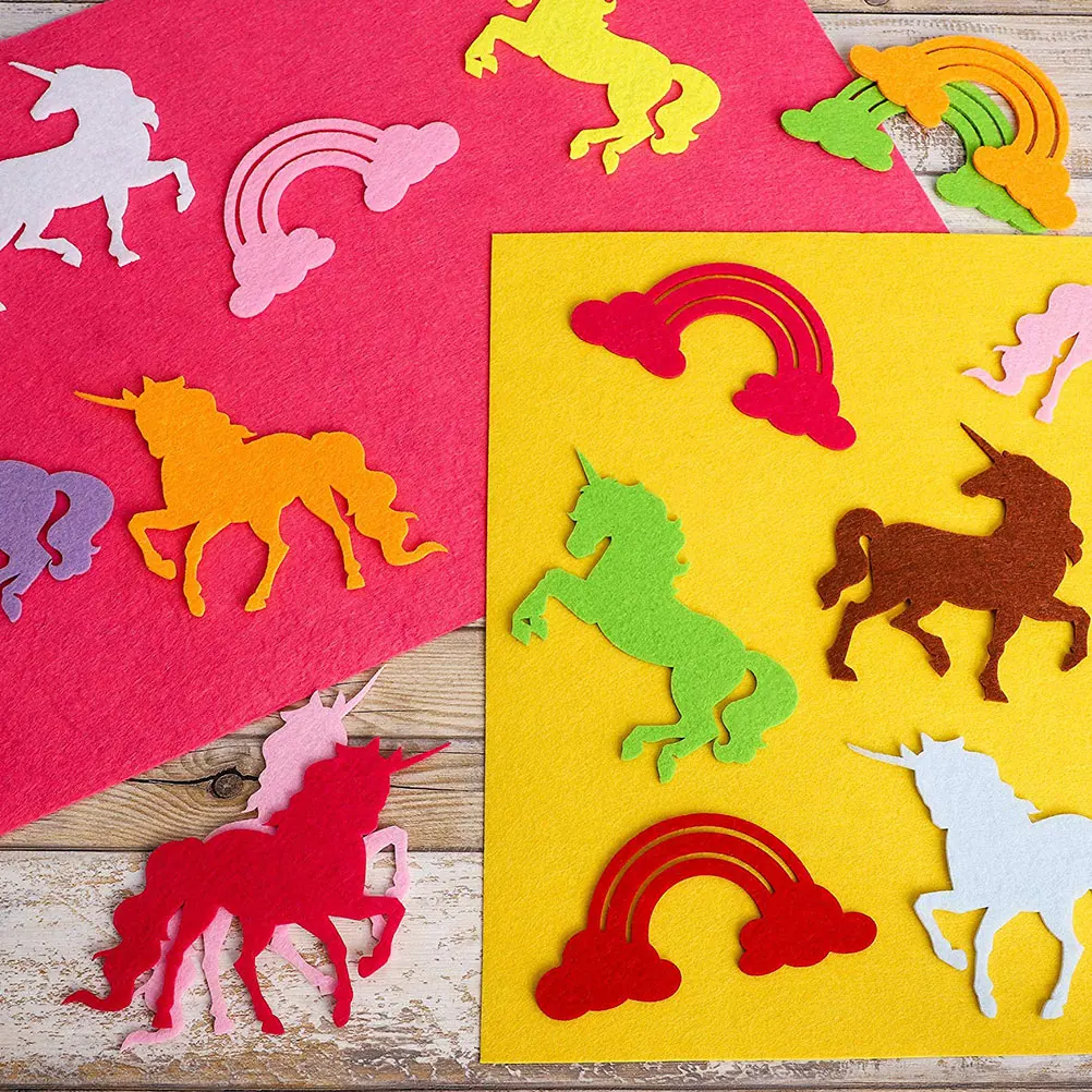 

100 pcs Felt Unicorn Craft Supplies For Diy Sewing Home School Decoration Felt Patches Cartoon Hanging