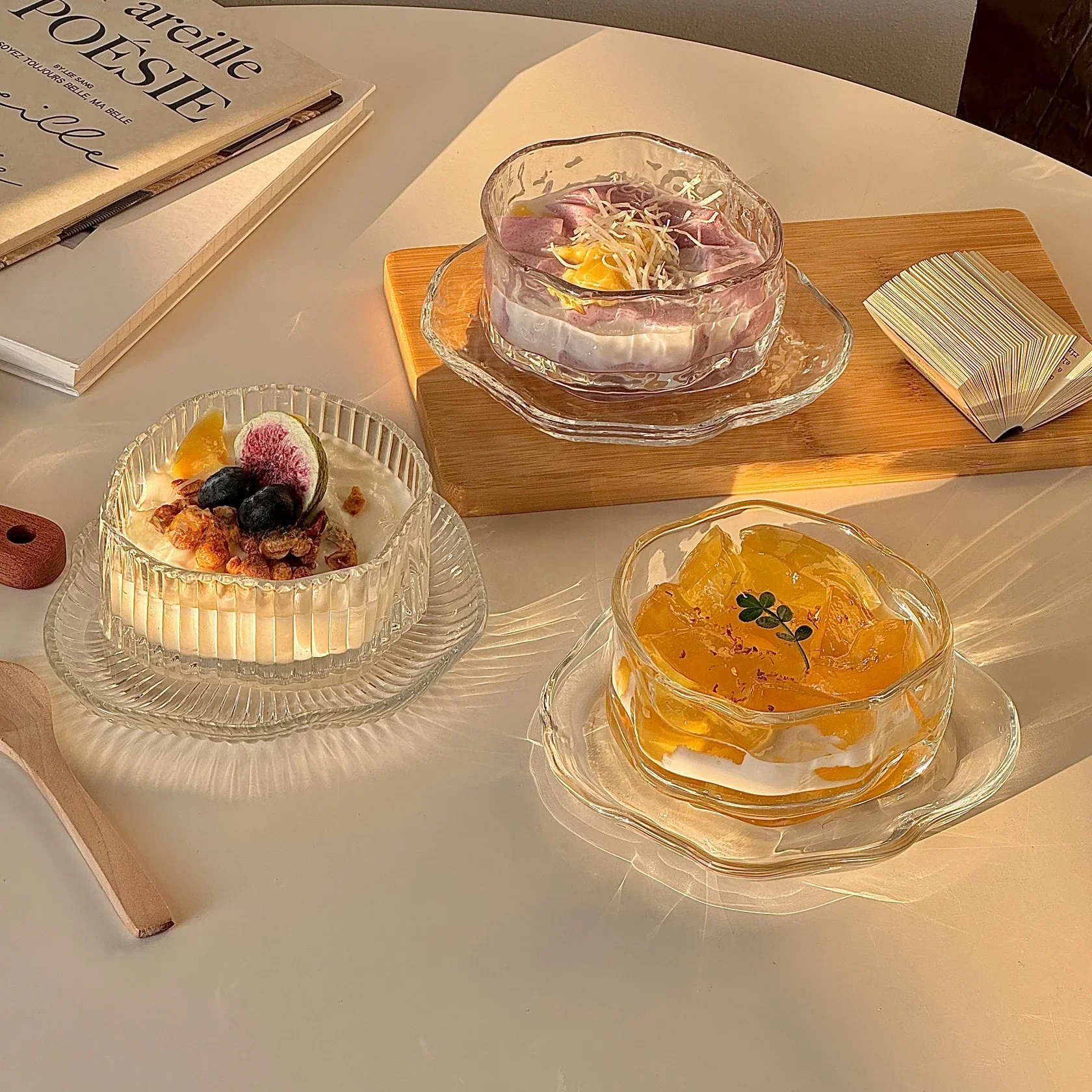 Premium Glass Dessert Bowl for Home Use Fruit Yogurt Sugar Water Silver Ear Soup Bowl Personal Dedicated Tableware Ins Style