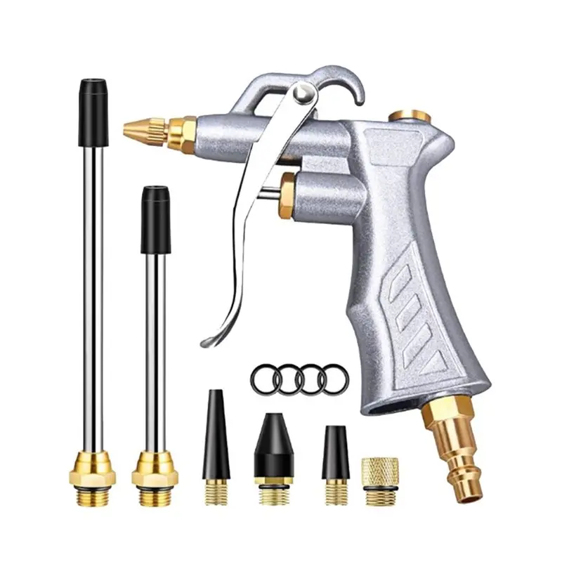 

ABKU-Brass Adjustable Air Flow Nozzle And 2 Steel Extension Industrial Air Blow Gun, Pneumatic Air Compressor Tool