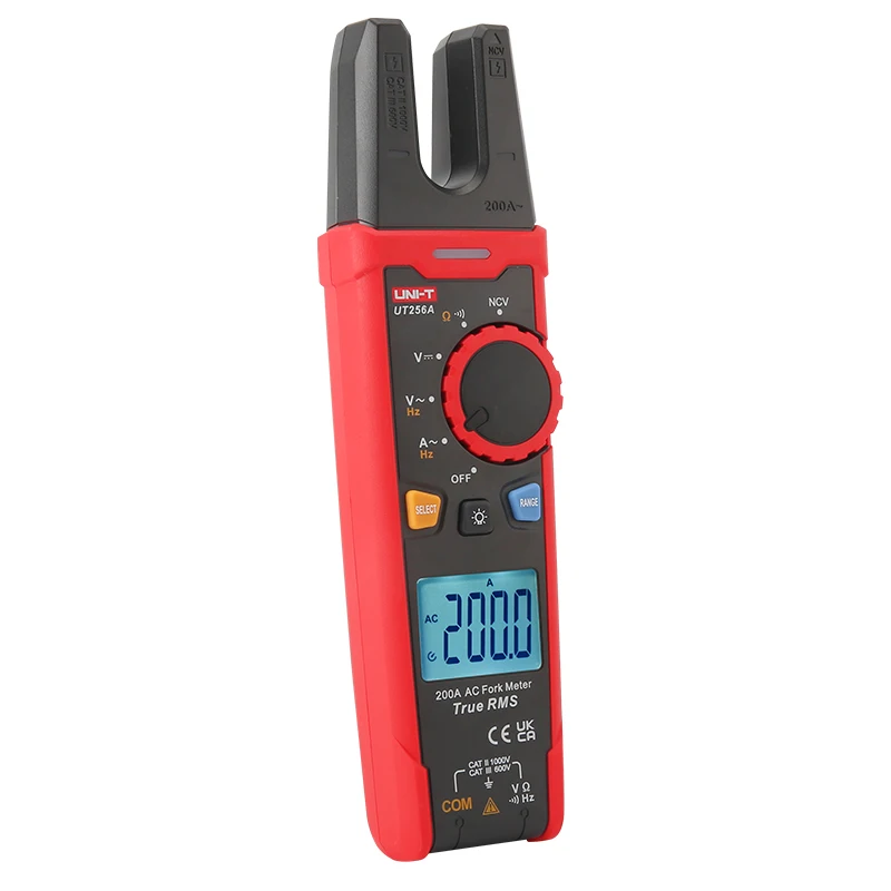 UNI-T UT256 Series 200A True RMS Fork Meters UT256A; AC/DC 1000V Voltage Measurement/NCV/Resistance/On-Off Testing