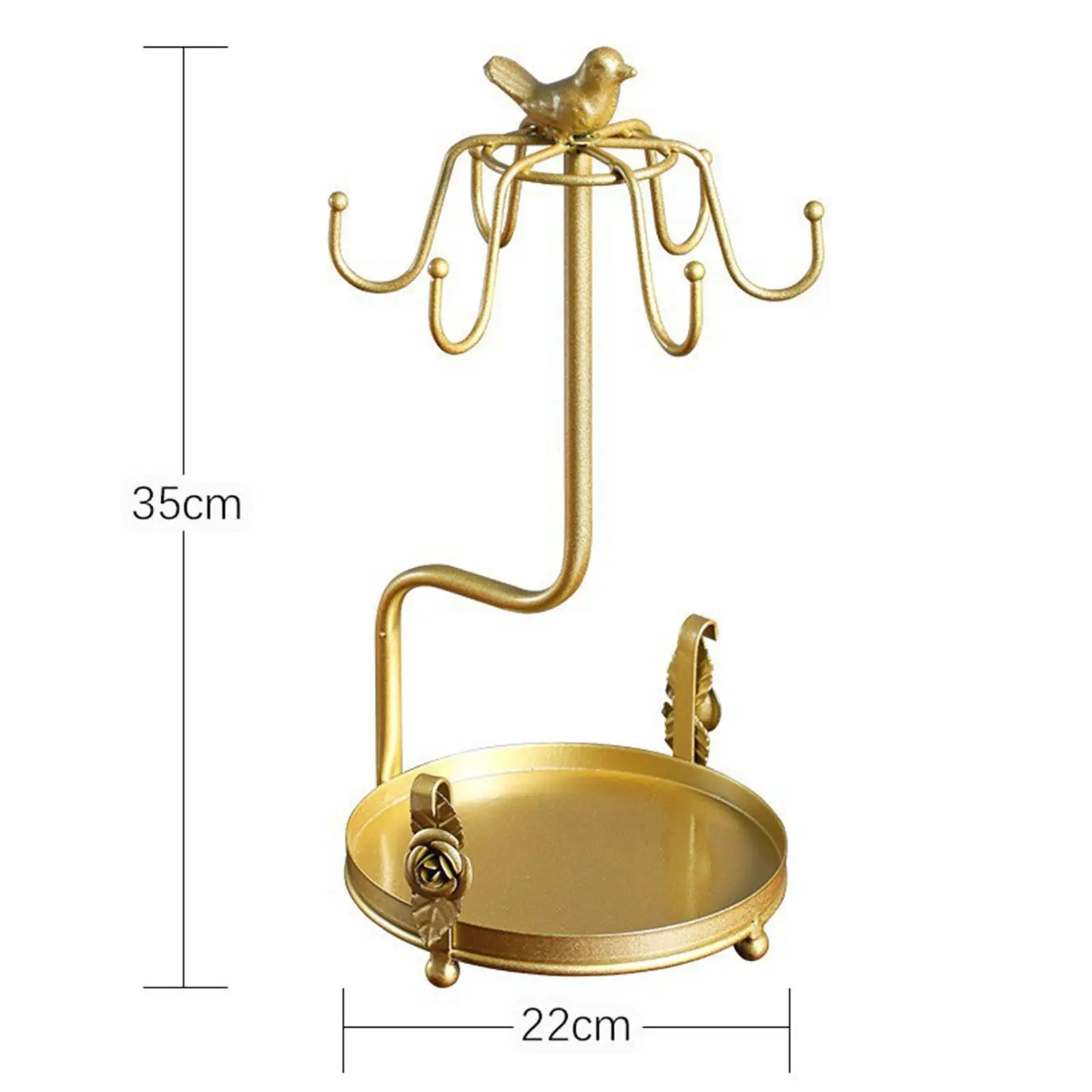 Coffee Cup Holder with 6 Hooks Wrought Iron Tea Cup Rack Stand Cups Stand for Kitchen Counter Restaurant Office Cabinet Table