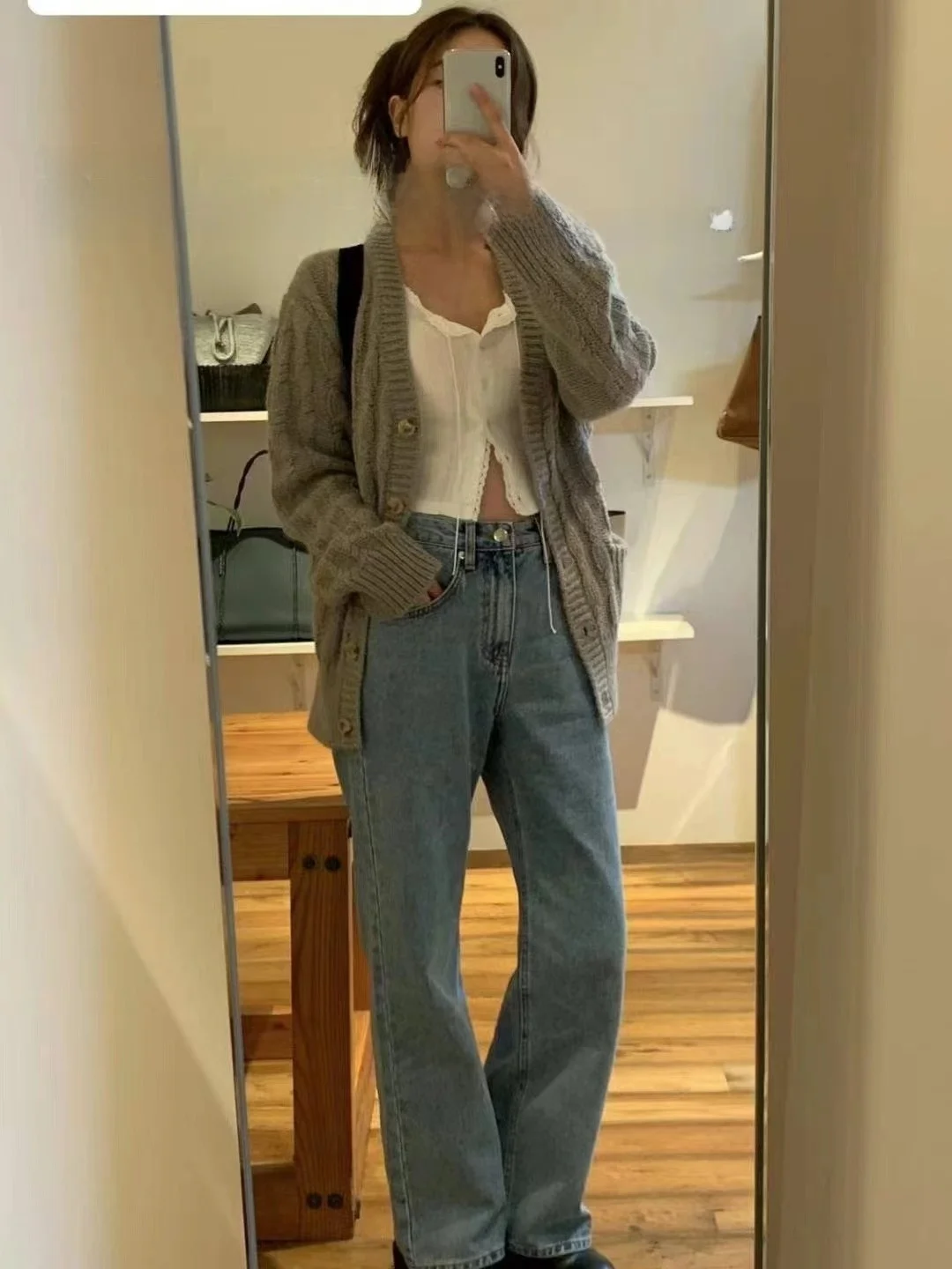 

Осень 2024, Dongdaemun Th * Bar * Net, винтажные свободные цветные прямые джинсы с высокой талией, женские милые длинные брюки