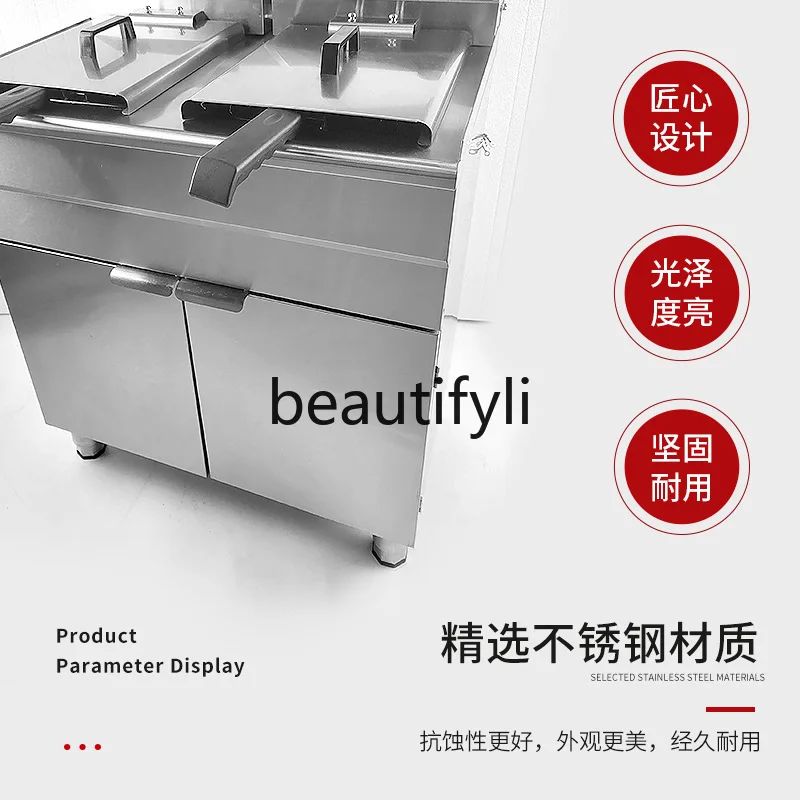 Kommerzielle Doppelzylinder-Fritteuse mit gebratenem Hähnchen, Multifunktions-Fritteuse, Einzylinder-Einzelzylinder-Elektrofritteuse aus Edelstahl