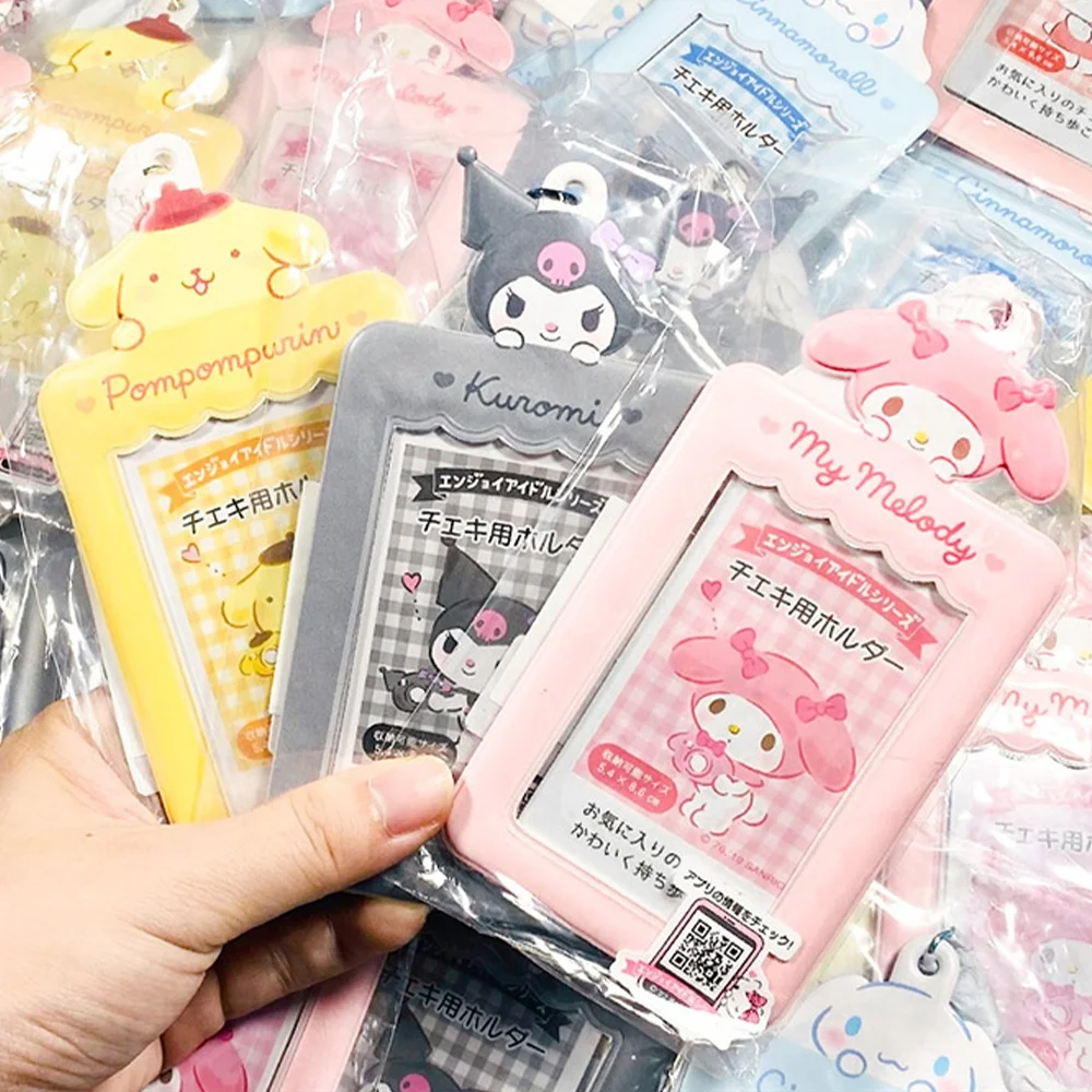 Kawaii Sanrio Card Holder Cartoon Kitty Cinnamoroll Melody Kuromi Bus Id Card Storage Keychain Decorative Toys Gift For Girls