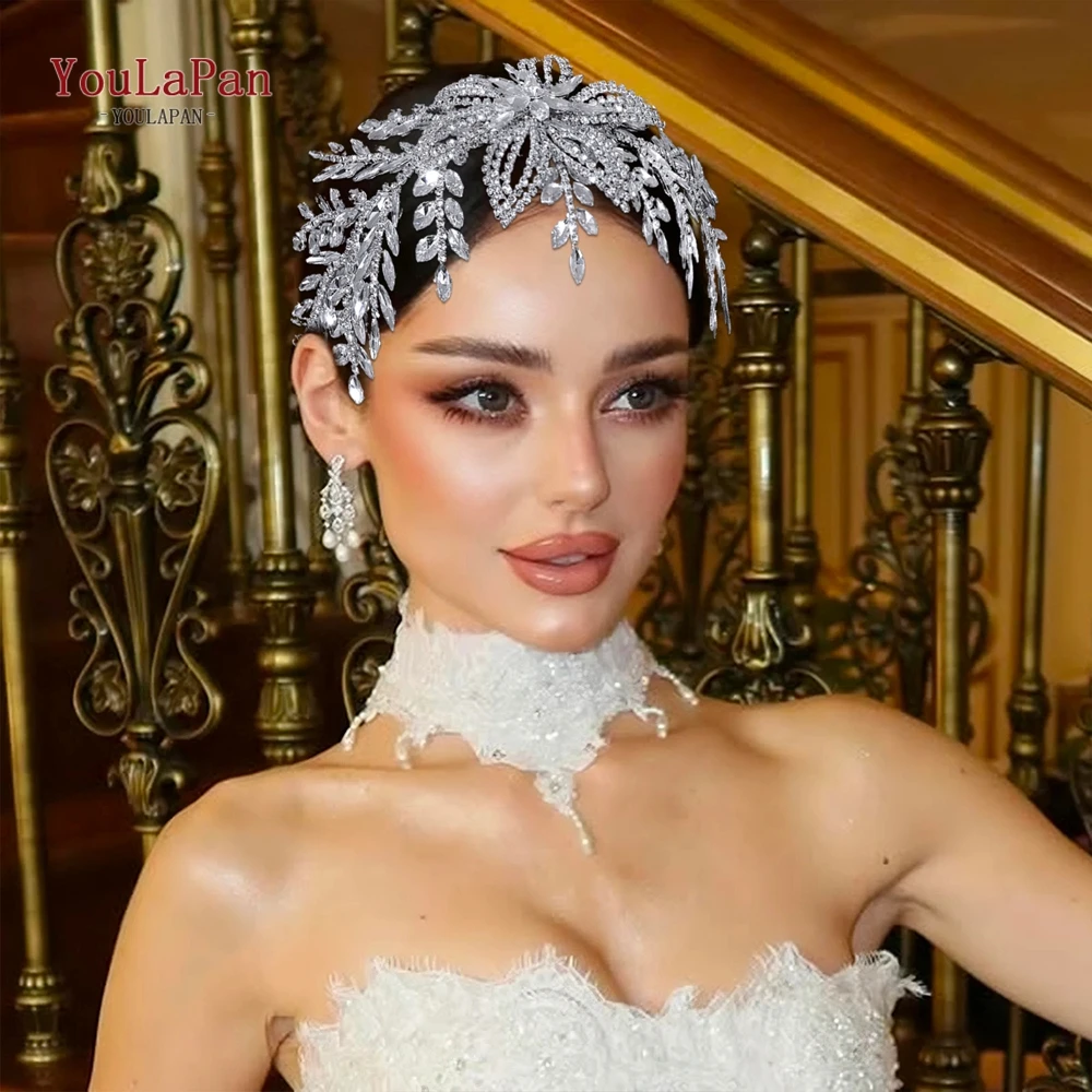 YouLaPan Hochzeit Strass Kopfschmuck Braut Kopfbedeckung Mode Haarschmuck Frau Kopfschmuck Glänzende Braut Haarschmuck HP895