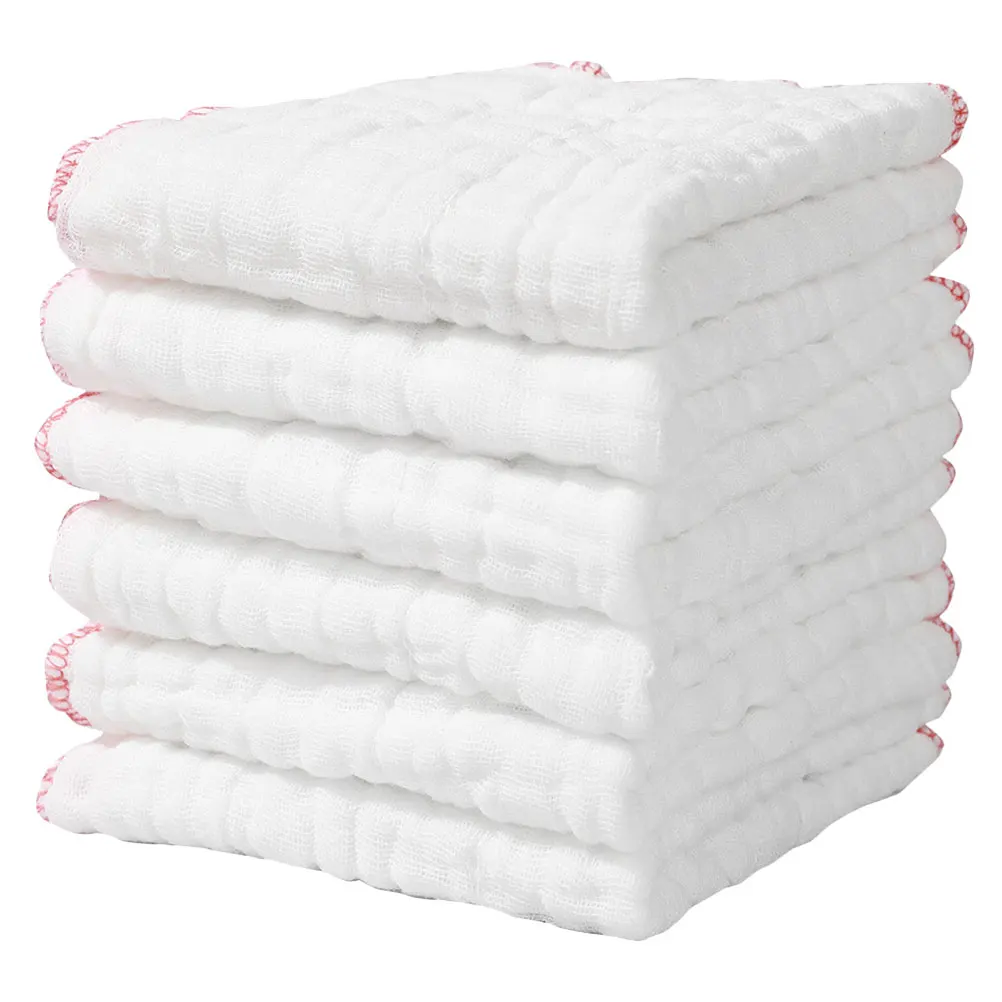 

6pcs Muslin Cotton Cleaning Cloths Thick Absorbent Reusable Kitchen Dish Towels For Drying Dishes Countertops Cars Burp