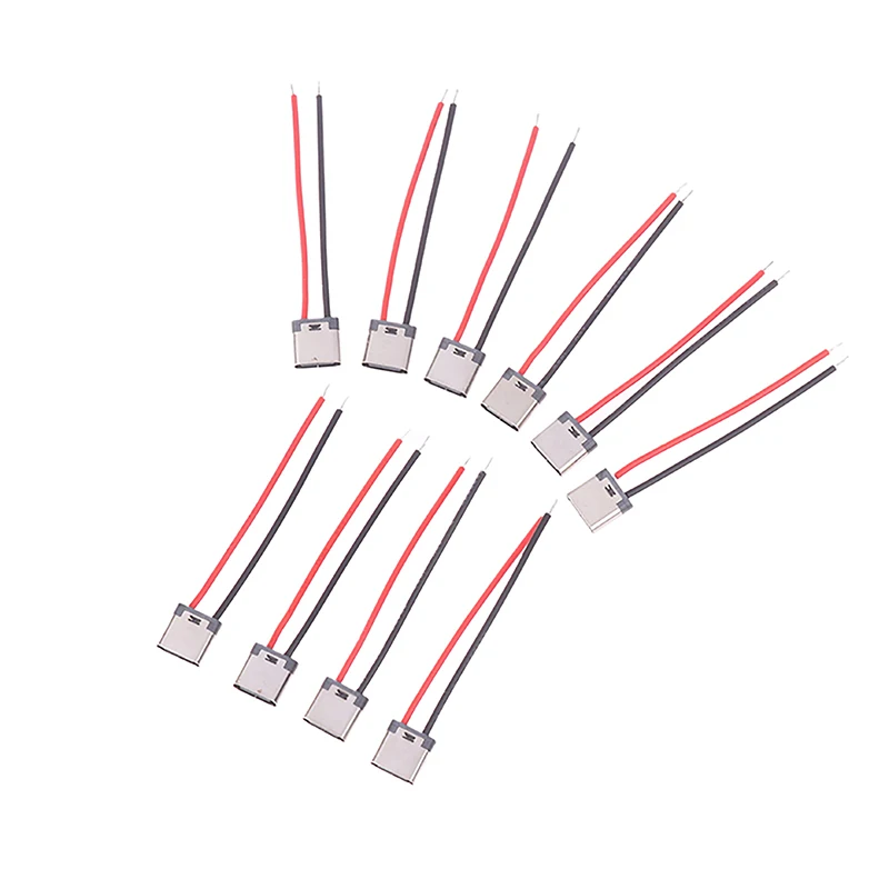 10Pcs USB Type-C 2P Welding Wire Female Connector Cable For Mobile Phone Electric Toothbrush Charging Type-C Female Connector