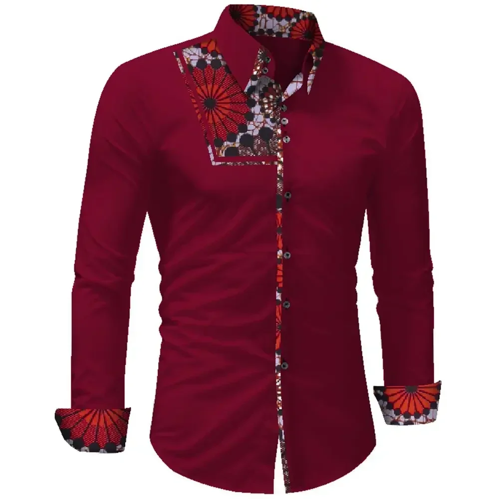 Bazin Riche Ankara African Print Causal Party Office Shits African Men Clothing Dashiki Tops African Print Shirt Coat WYN741