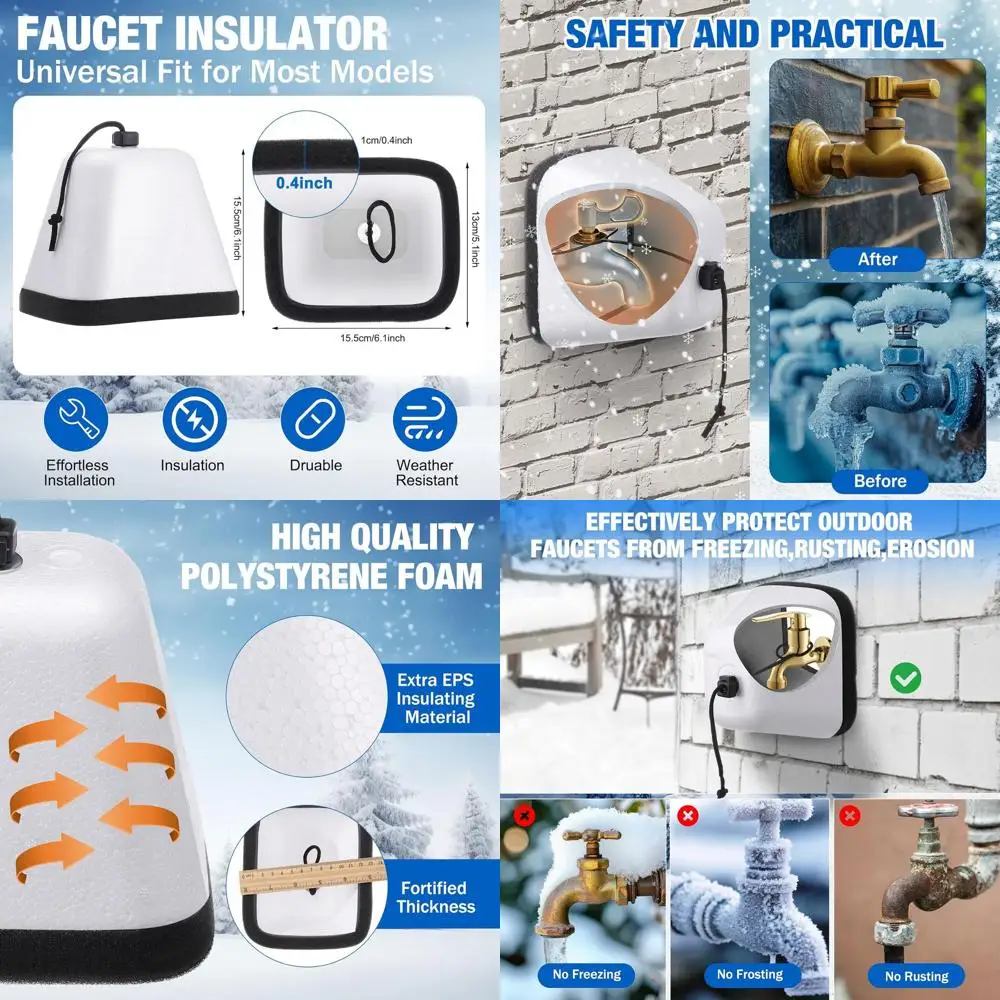 

Winter 6-Pack Reusable Insulated Foam Outdoor Faucet Covers for Cold Weather Protection