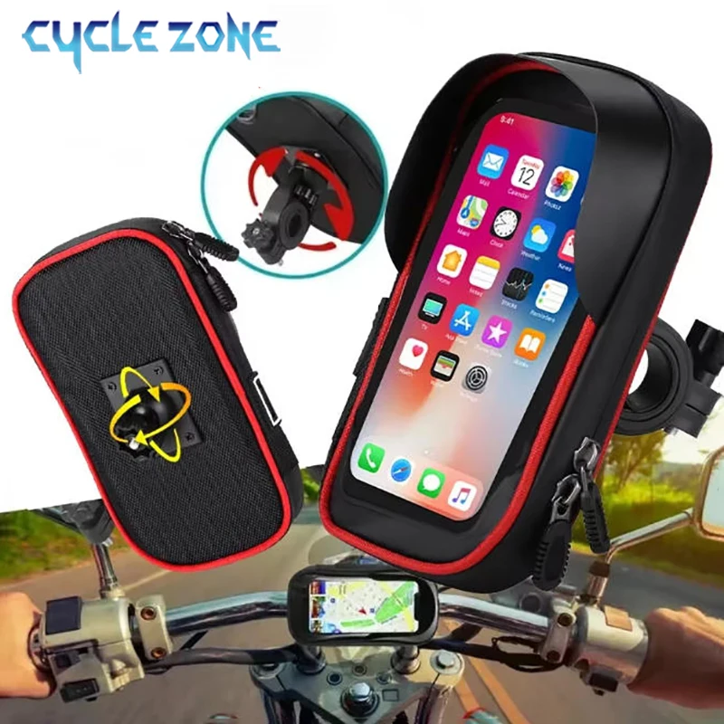 

Вращающаяся сумка-держатель для телефона на руль велосипеда/мотоцикла, чехол для телефона с сенсорным экраном из ТПУ для велоспорта и мотоциклов