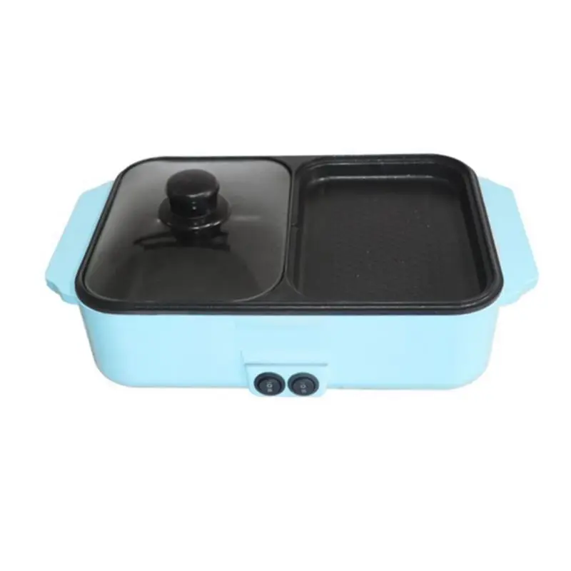 AEE2-2-In-1 Indoor Non-Stick Electric Hot Pot And Frying Pan Portable Electric BBQ Grill For Indoor Family Gatherings (EU)