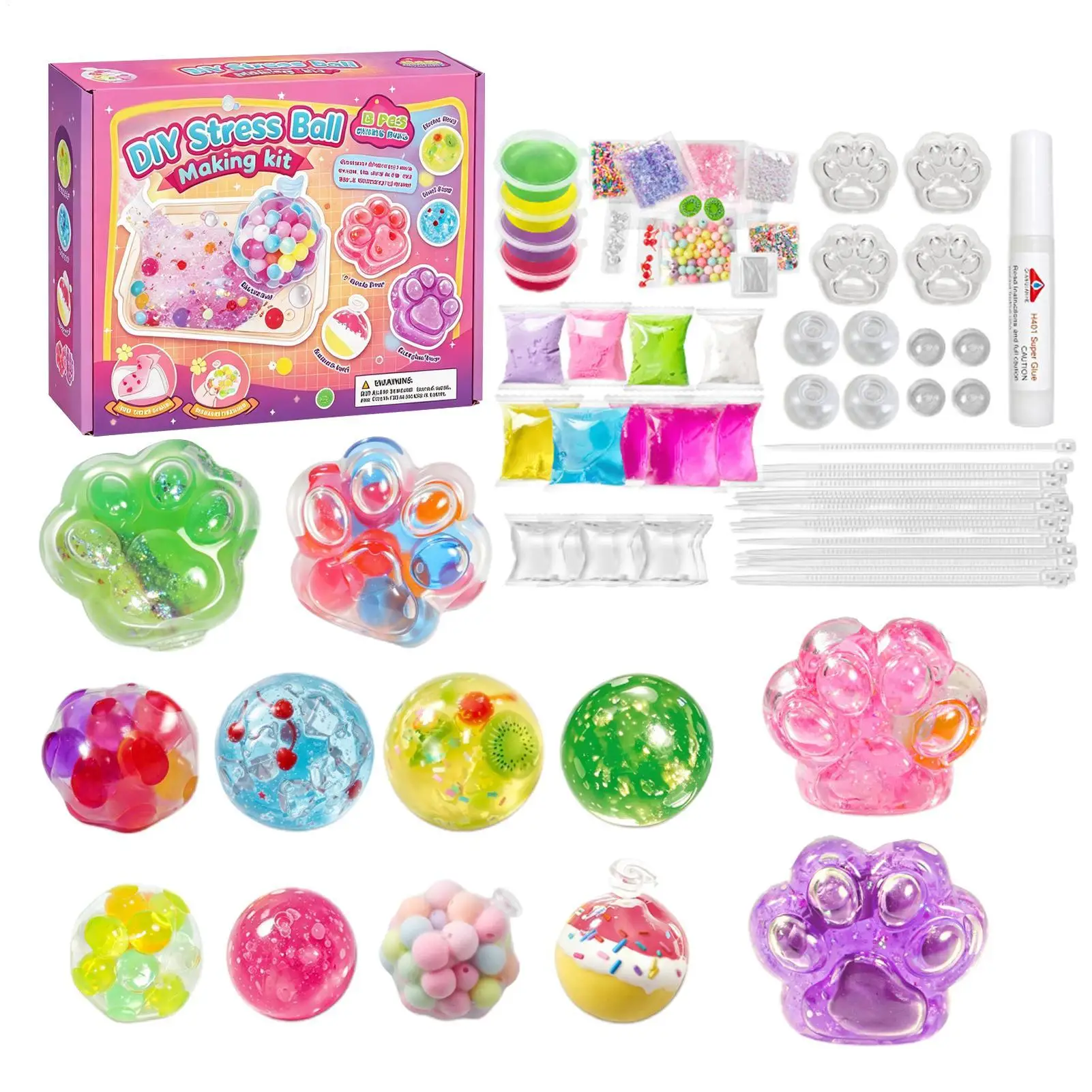 Stress Relief Ball Making Kit Soft Funny Slush Cat Paw Craft Making Kit Kids Stress Ball Skins Maker Supplies Gift For Kids