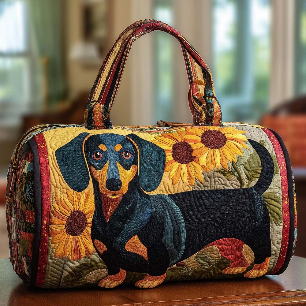 3D Quilted Dog Pattern Storage Bag Multi-purpose Pet Organizer Pouch Stylish Travel Gym Yoga Carry Bag for Daily Neat Storage 4