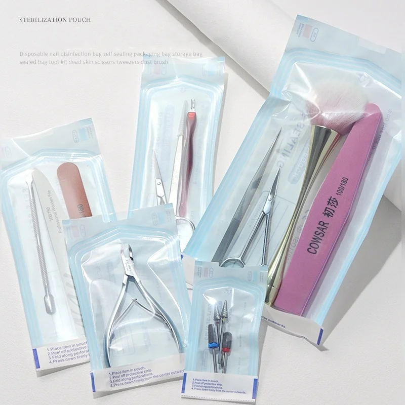 

200pcs Self-sealing Manicure Tool Sterilization Bag Disposable Self-adhesive Color Changing Disinfectant Nails Art Storage Pouch