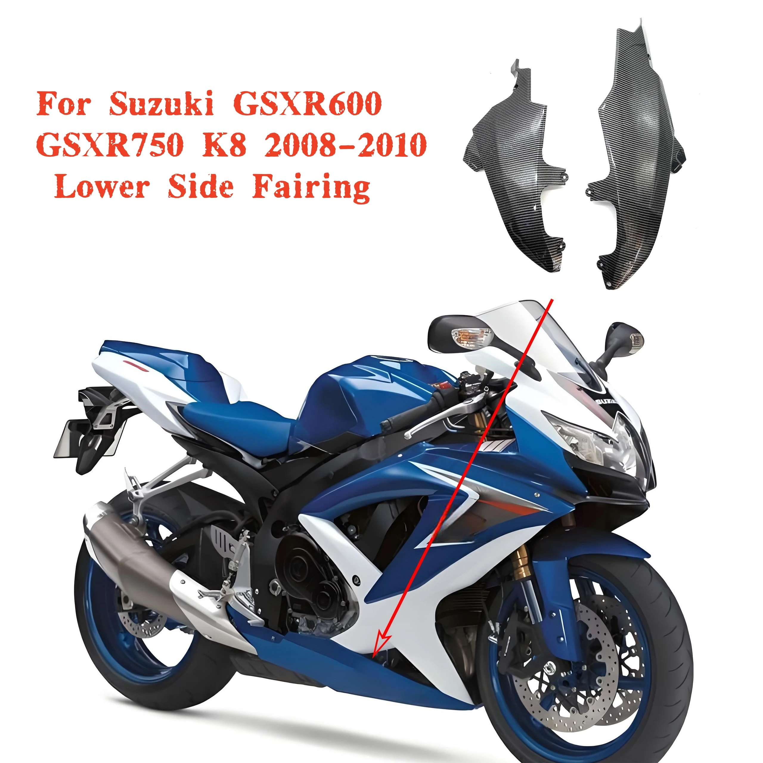

For Suzuki GSXR600 GSXR750 K8 2008-2010 Lower Side Fairing Panel Bottom Cowl Body Cover Motorcycle Accessories
