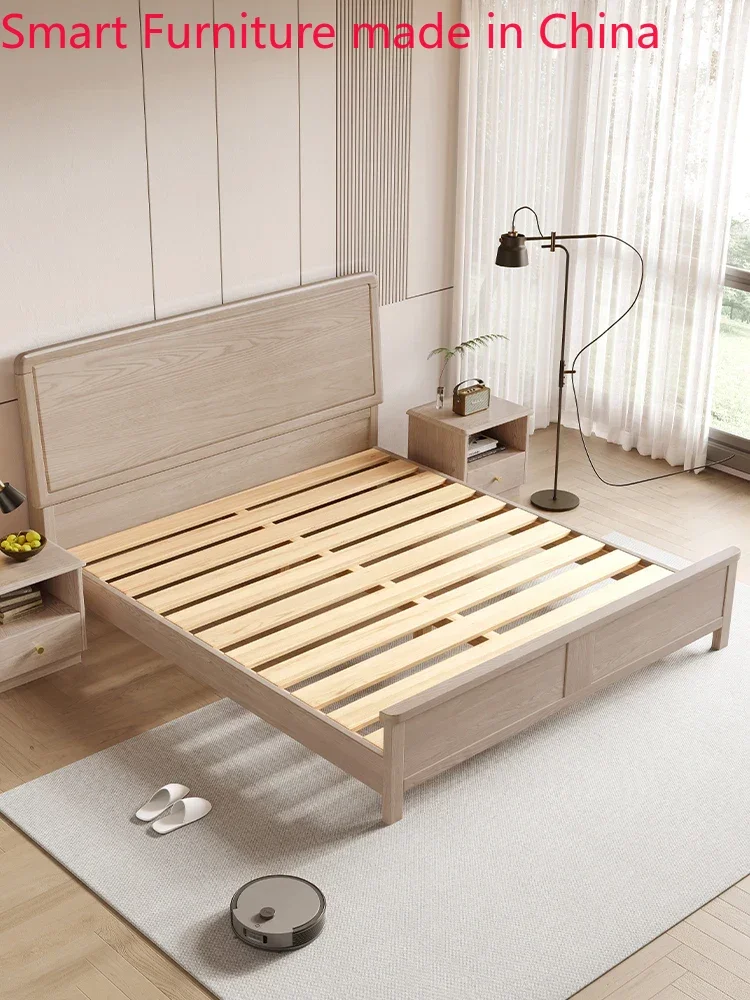 

Ash solid wood bed, modern minimalist, master bedroom, marriage 1.8m double Nordic storage 1.5m