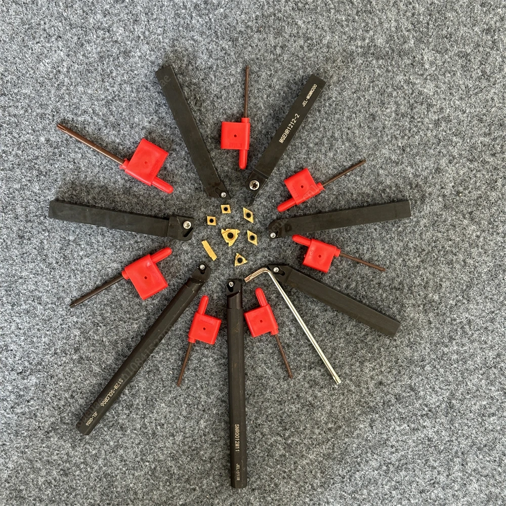 

7 шт. Набор вращающихся долот, 12 мм, поворотный стальной зажим, держатель сверлильного стержня, вал токарного станка, поворотный держатель инструмента с 7 токарными режущими панелями