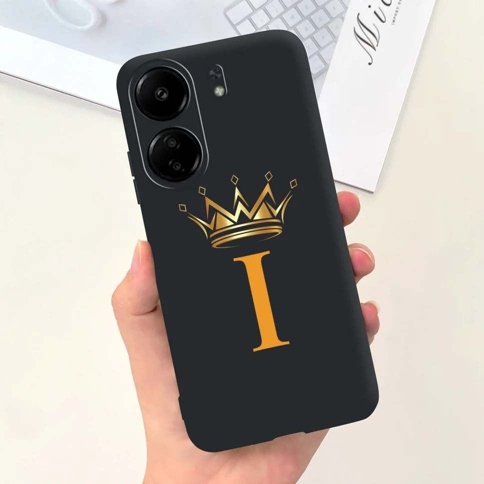 New For Redmi 13C 4G Case Fashion Design Letter Flower Luxury Crown Soft Silicone Back Cover For Xiaomi Redmi13C 13 C Phone Case
