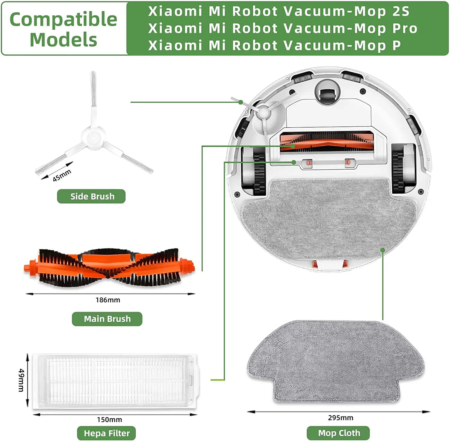 Моющиеся фильтры Hepa для робота Xiaomi Mijia Mi, насадка на швабру/швабру 2S / Mop Pro/stytjym 02/ XMSTJQR2S, аксессуары для уборки