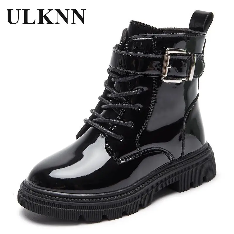 

Children Ridding Boots For Girls Black Leather Shoes Kid's Velvet Short Boots Girls Kids Shoe Botte Enfant Fille