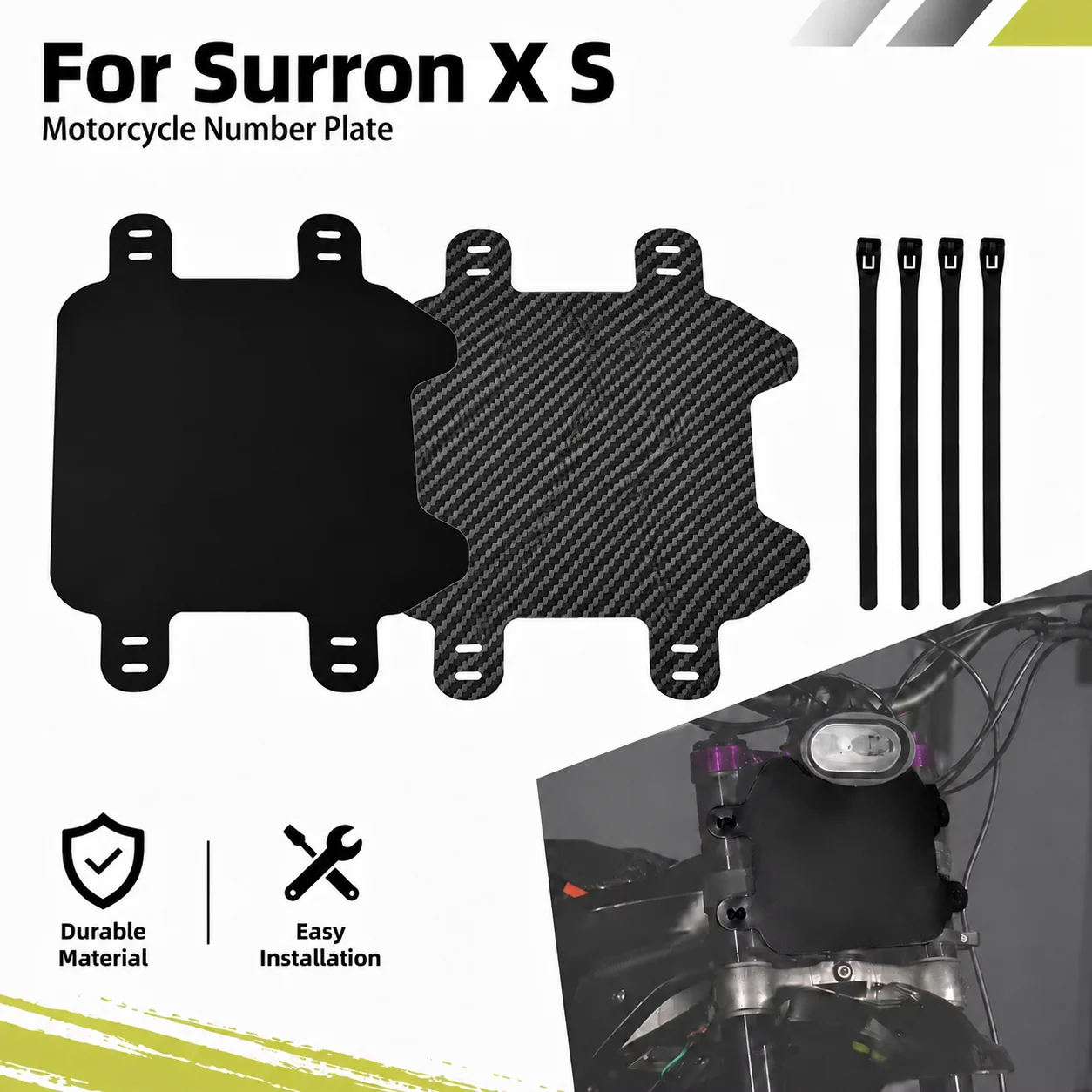 Motorcycle Front Number Plate Liecense Plate For Surron Sur-Ron Lightbee X S Electric Bike E-bike Motorcycles Accessories Parts