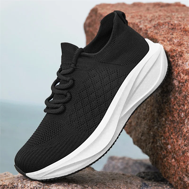 Men's Breathable Mesh Slip-On Running Shoes Heightening Casual Sports Socks Shoes Large Size 45 Trendy Running Shoes