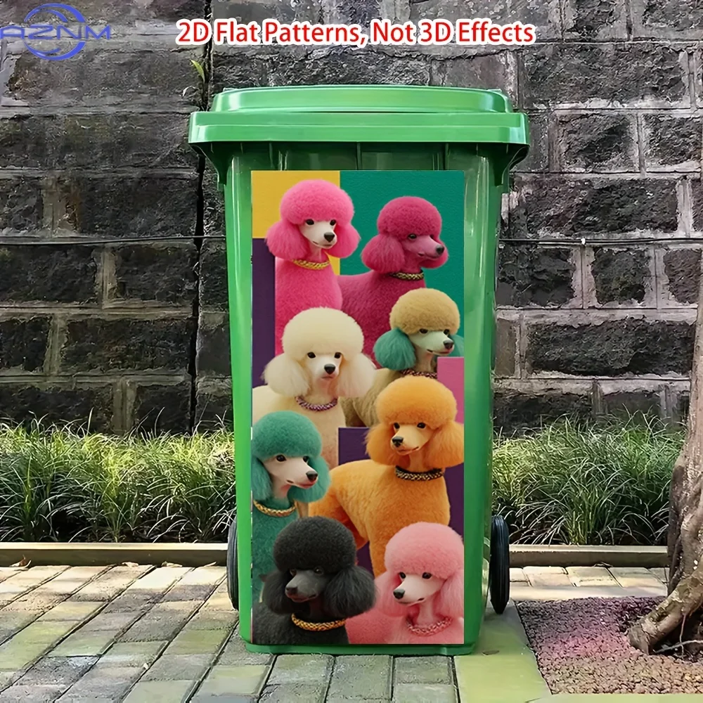 Vibrant 2D Poodle Parade Bin Stickers - Premium Quality for Use on Gardens, Trash Bins, Windows, And Fences - Long-Lasting, Ea