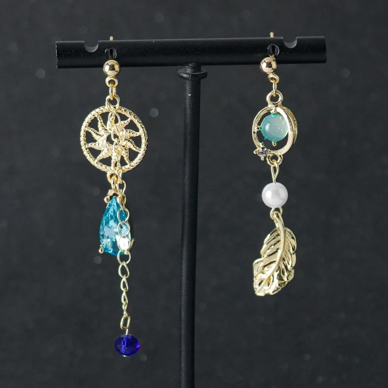 Pendiente de gota de agua con borla de hoja de cosplay, llavero asimétrico de anime, Scaramouche, Wanderer, accesorios de joyería, regalos para fanáticos