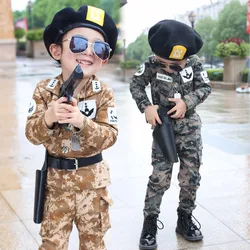 Free Belt & Hat Spring Fall Little Boys Camouflage Clothing Set Baby Kid Military Uniform Clothes Children's Sport Suit 4 Pcs