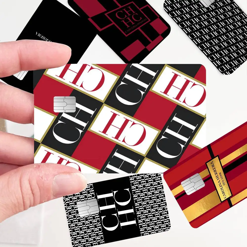 Adesivo de Cartão de Crédito/Débito DIY C-CarolinaS Fashion H-HerreraS, Adesivo Decorativo para Festas, Adesivo de Pele para Cartão com Chip Pequeno à Prova d'Água