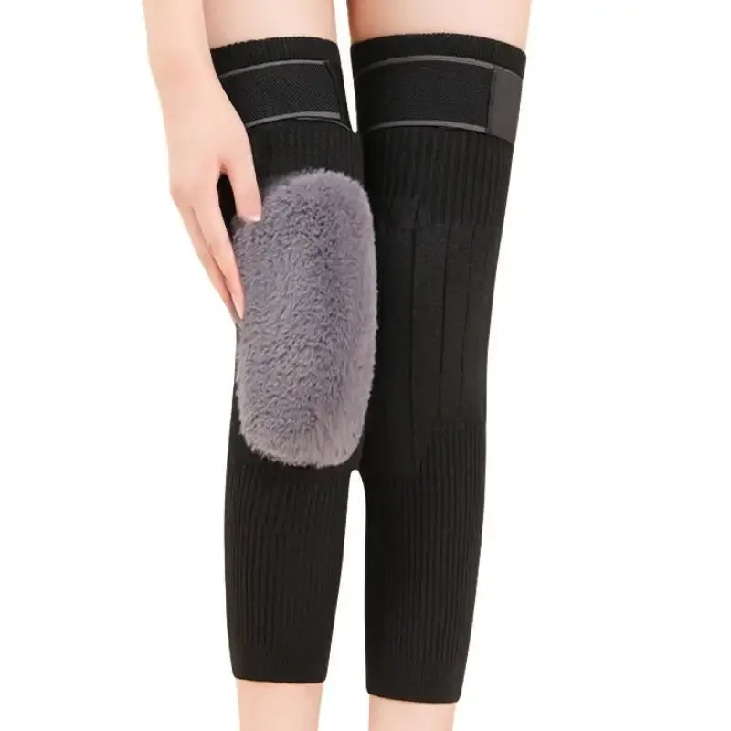 1 Pair Thermal Knee Sleeve Non-Slip Elastic Wool Cashmere Knee Brace Support Protector Knee Warmer Pads Legging Stockings Wraps