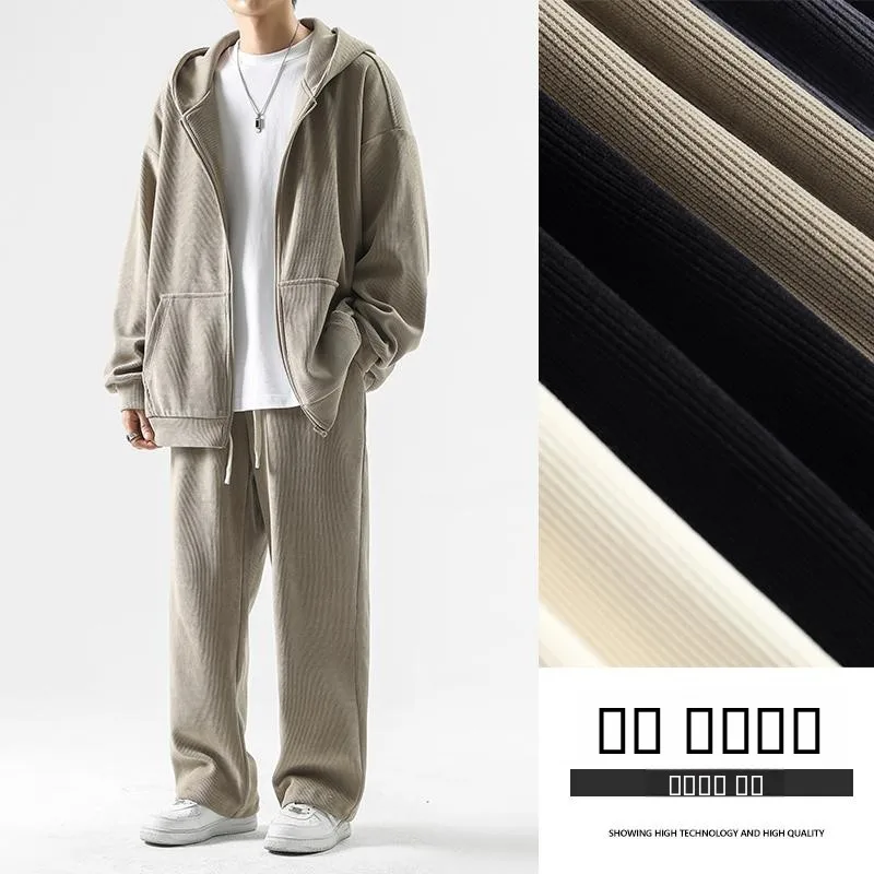 

American Sle Corduroy Hoodie Set Men Spring Trend Loose Casual Sports Top And Bot Men's Wear Long Sve