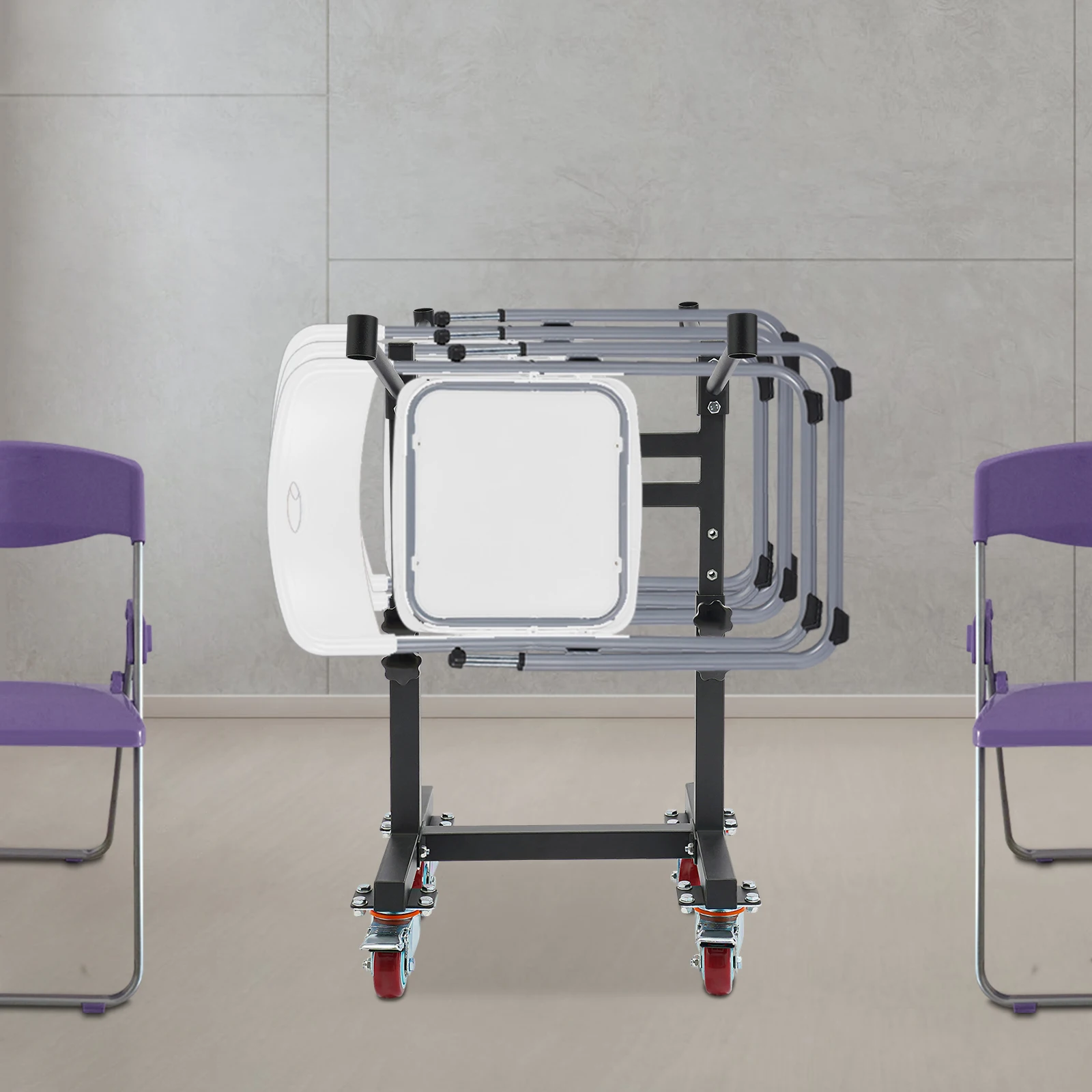 Folding Chair Rack 200Lbs Heavy Duty Folding Chair Storage Rack with 2 Lockable Wheels Hold up to 12 Folding Chairs for Schools