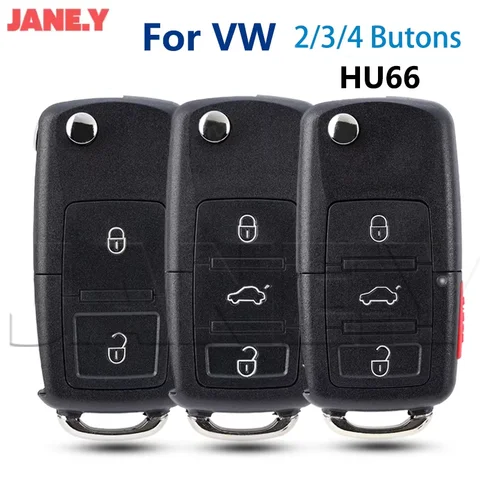Remote Car Key Shell New Folding Case Fob For VW Golf Mk6 Tiguan Passat CC For SEAT For Skoda Octavia 2/3/4 Buttons With HU66