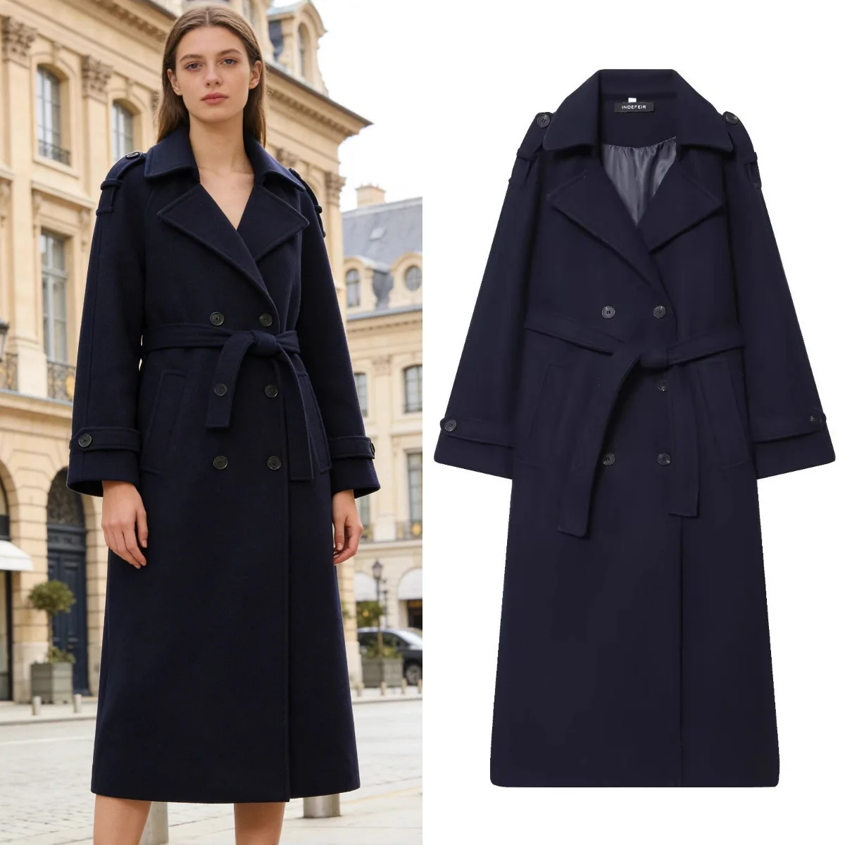 

Winter Wind Classic British Style Woolen Double-breasted Trench Coat Big 2026 Spring Models On The New Retro Trend