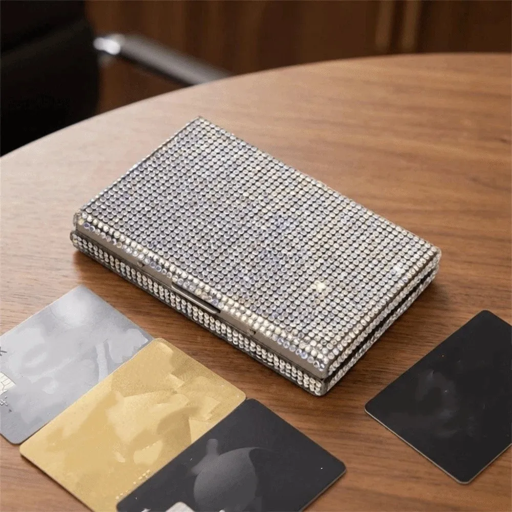 Unique Sparkling Women's Card Bag Portable Dust-proof Bling Crystal Card Wallet Waterproof Luxury Mini Card Case Unisex