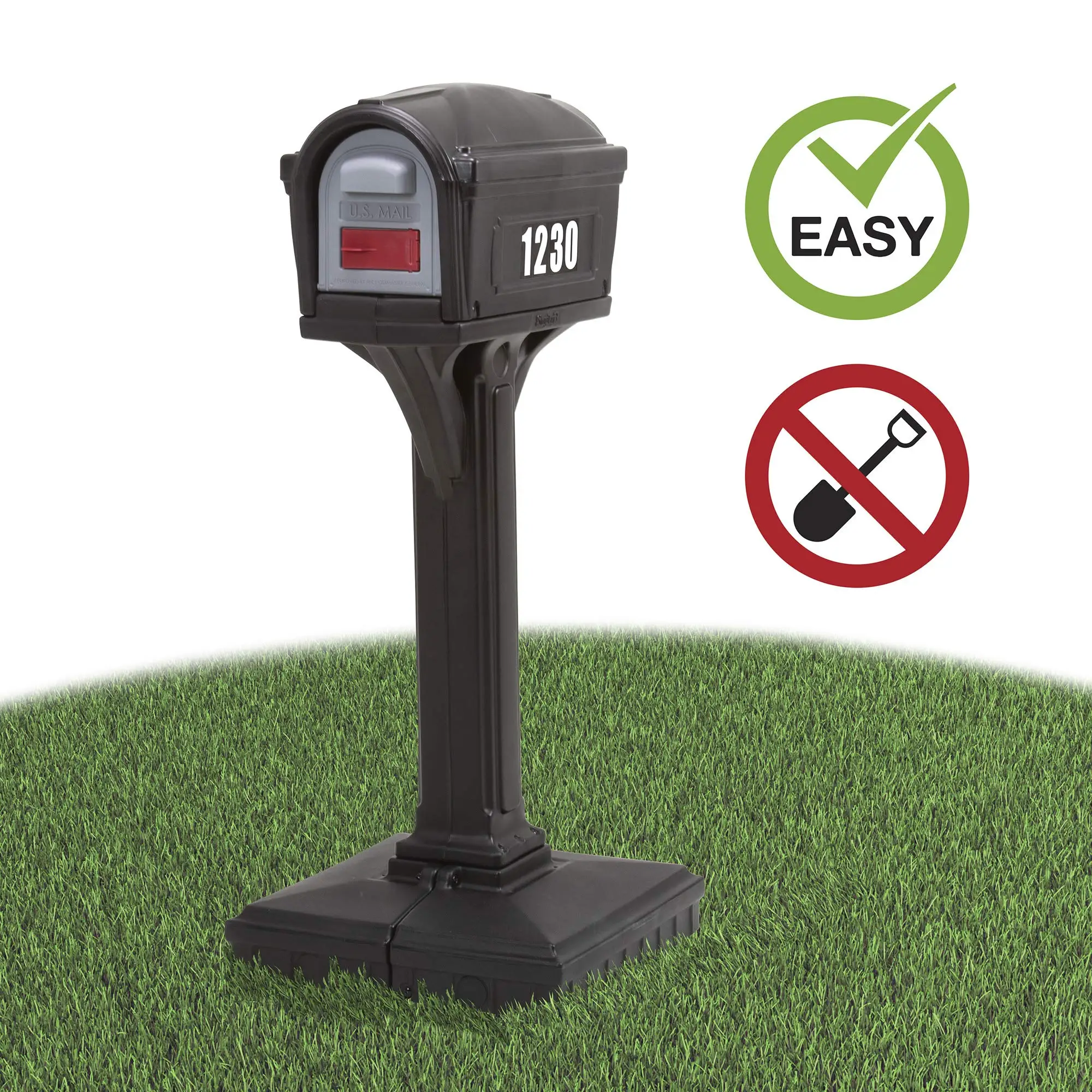 American Home 42002R-04 Dig-Free Easy Up Classic Mailbox – Black