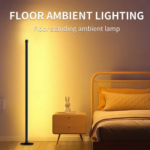 133CM RGB LED Floor Lamp Smart Remote Control Modern Corner Floor Lamp Atmospheric Standing Stand Light Christmas Decor Lighting