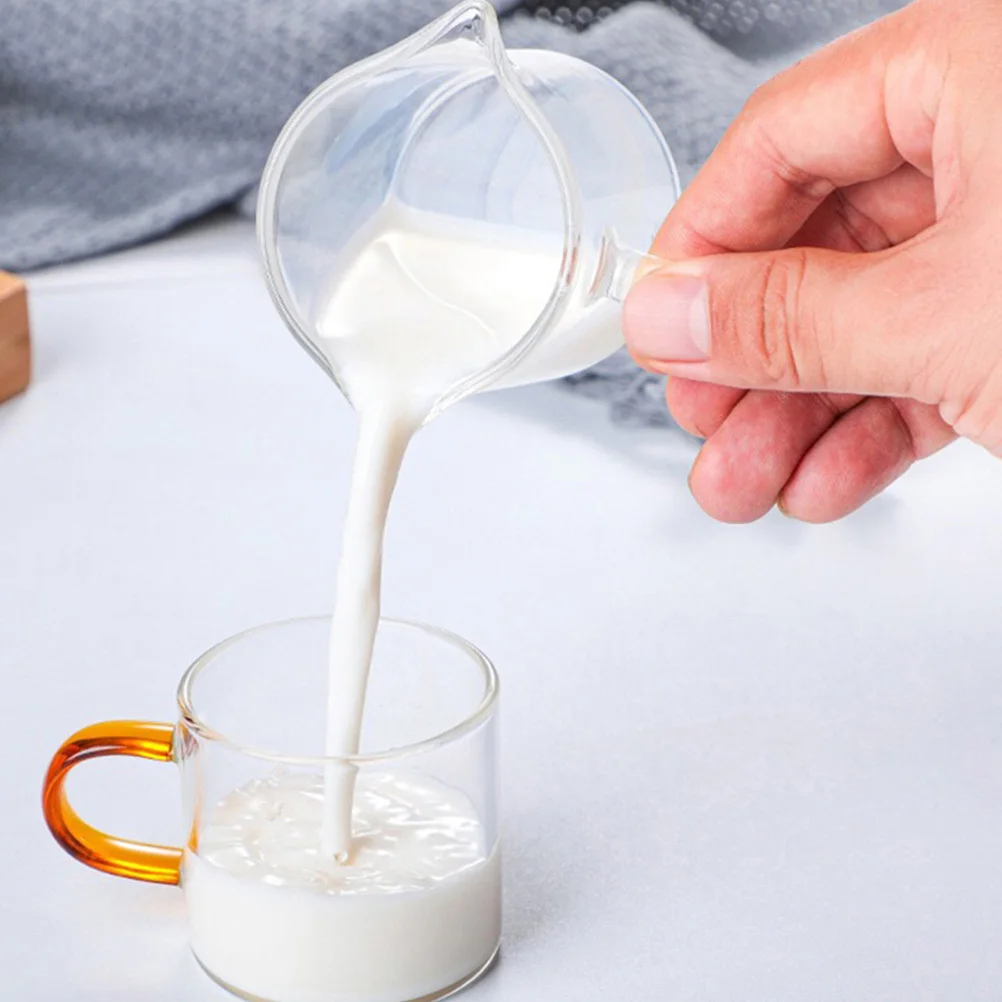 

2Pcs Transparent Double Mouth Coffee Measuring Glass Cup Milk Jug for Home Coffee Shop Glass Cup Beer Mugs Milk Jug