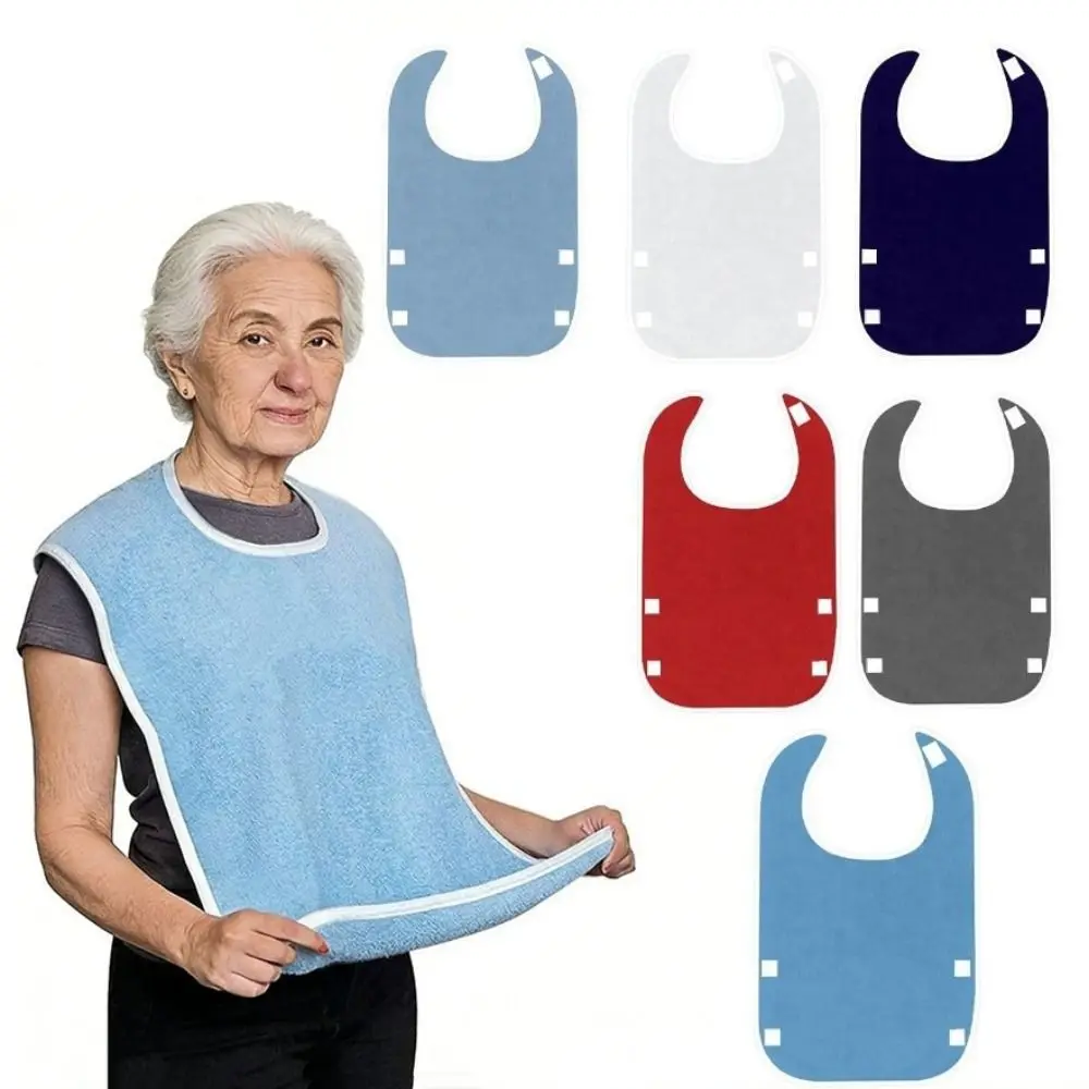 Thicked Anti-oil Elderly Bib Stain Resistant Pocket Style Saliva Towel Adjustable Soft Rice Pocket Bib Home Cleaning