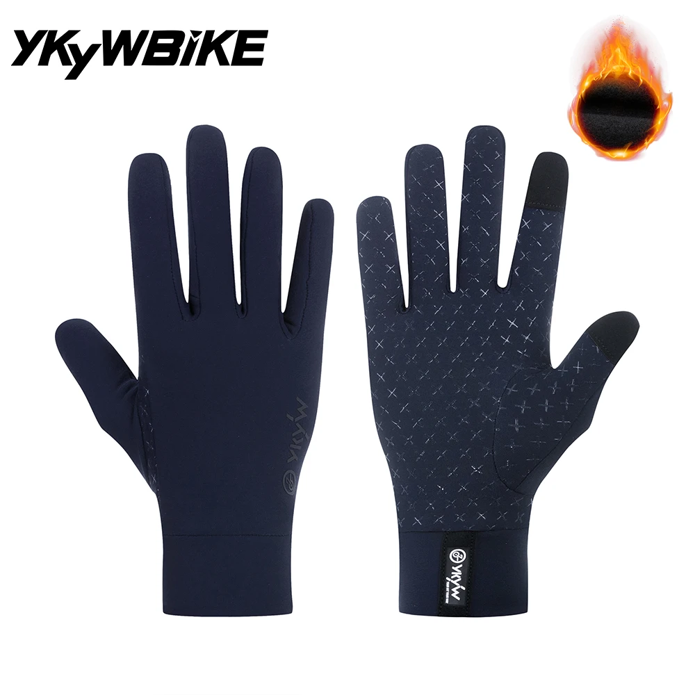 YKYWBIKE Winter Cycling Gloves Unisex Touch Screen Padded Bike Glove Water Resistant Windproof Warm AntiSlip Elastic Running