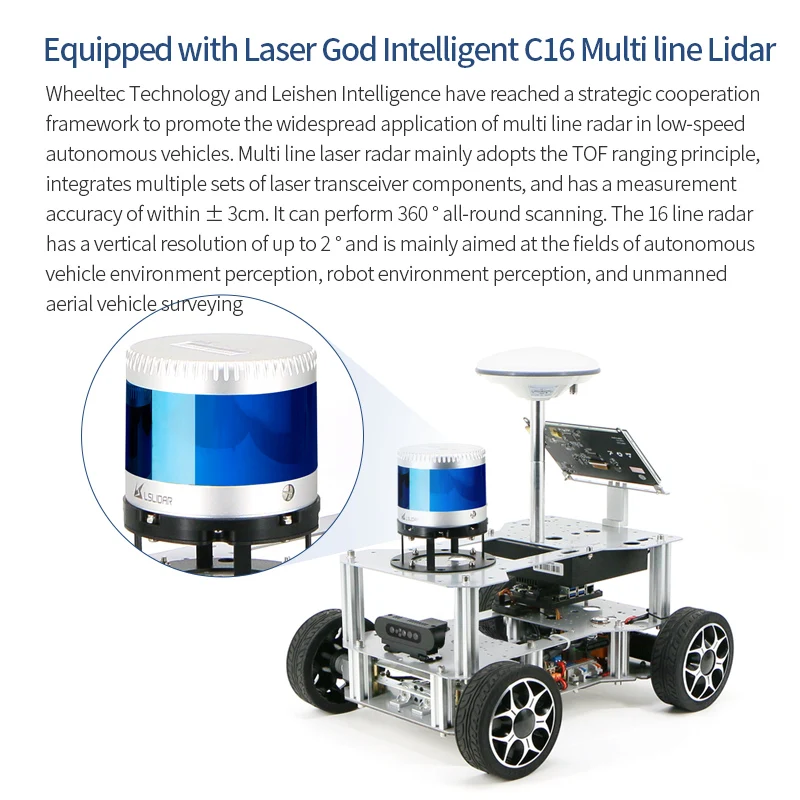 WHEELTEC R550 PLUS Robot de conducción autónoma para exteriores automático, sistema de conducción autónomo Autoware, fusión multi-sensor