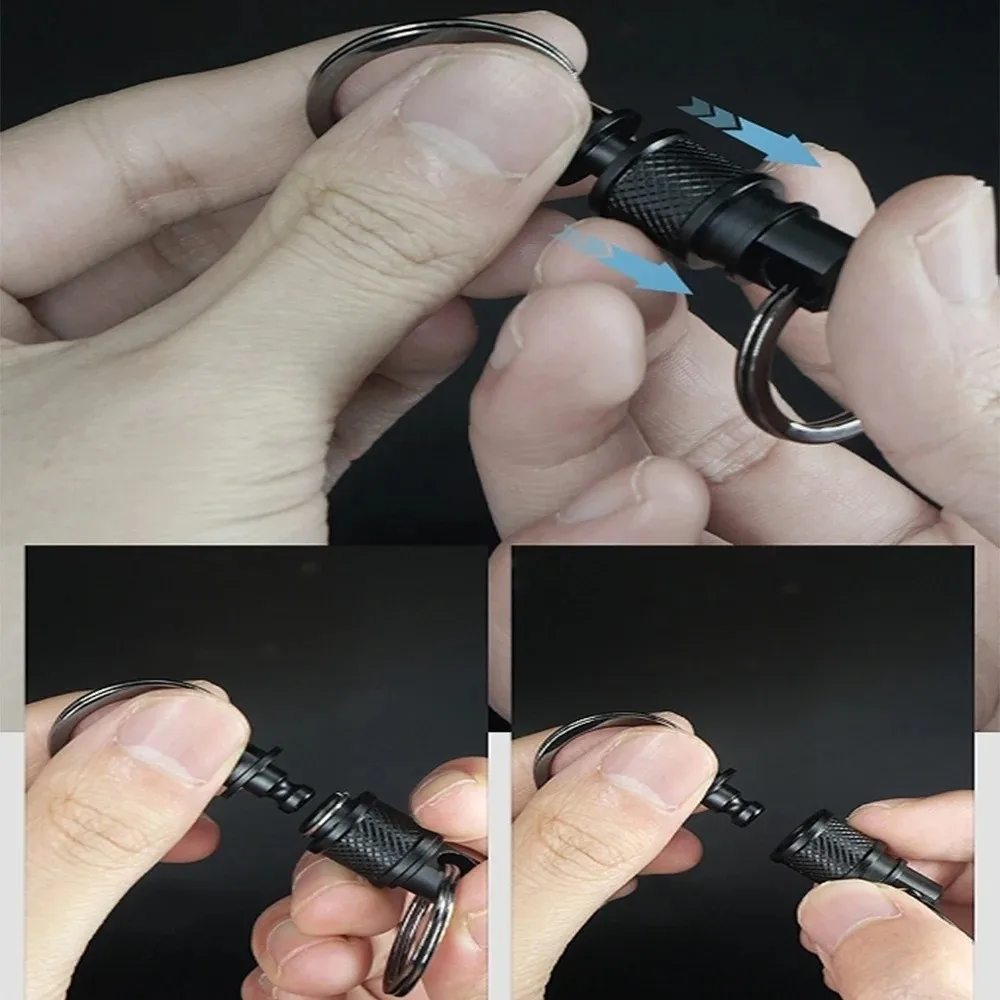 Doppelköpfiger Schnellverschluss-Schlüsselanhänger aus Aluminiumlegierung, Einziehbarer Abnehmbarer Schlüsselanhänger, Kompakt 360° ° Drehbarer Clip mit Abnehmbarer Schnalle – Detail 2