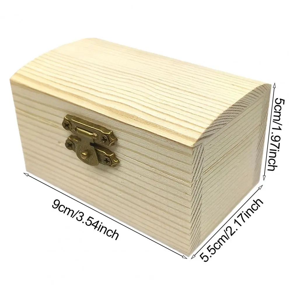 Hobbyists Wooden Box Diy Pine Wood Treasure Chest with Locking Clasp Unfinished Wooden Box for Jewelry Storage Art for Family