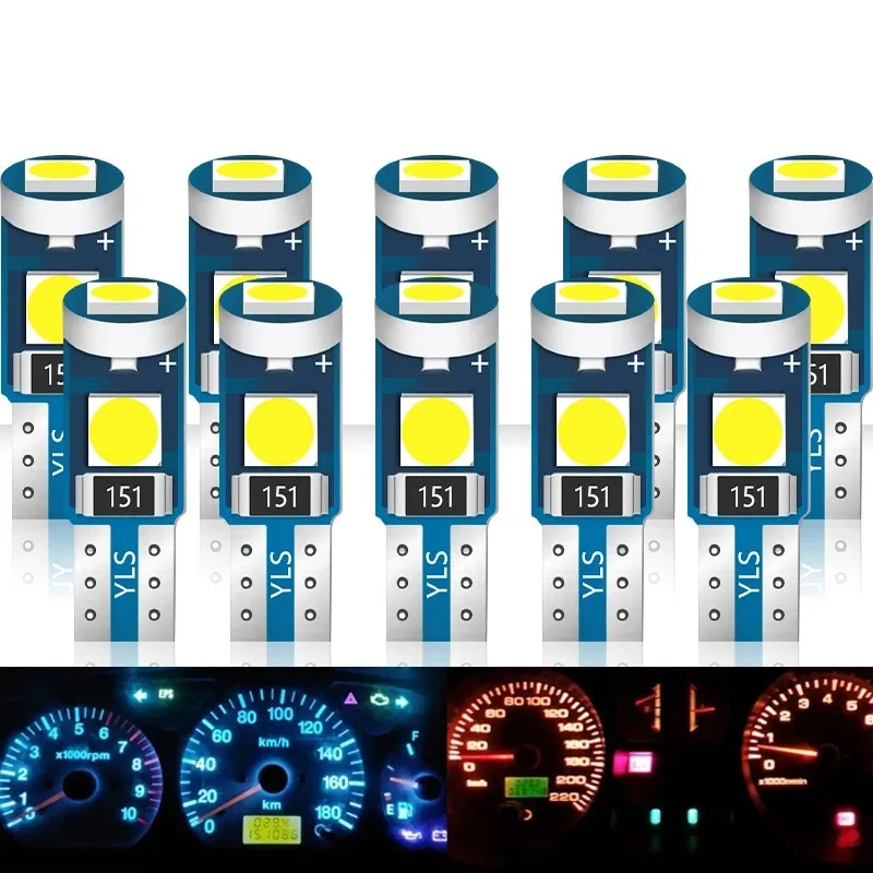 10Pcs T5 Led Bulb W3W W1.2W Led Canbus For Air conditioner button light Instrument LED Lights Dashboard Warning Indicator Button